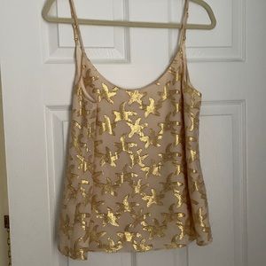 Lilly Pulitzer silk top with gold flaked starfish